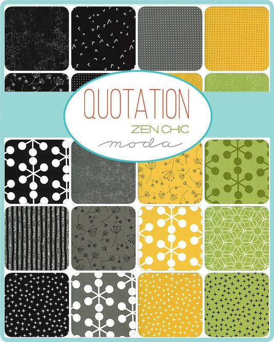 SALE!! 1/2 Yard - Quotation - Graphite - Zen Chic - Moda - Fabric Yardage - 1736 15