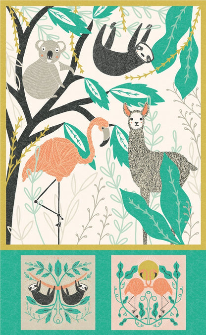 SALE!! Zoology Snuggles Panel with Pillows - Gingiber - Stacie Bloomfield - Moda - 48301 11SN