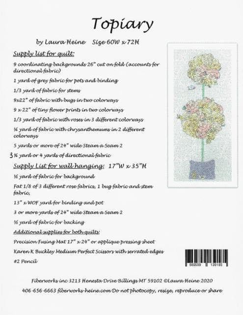 SALE!! Topiary Quilt Pattern - Laura Heine - Fiberworks - LHFW TOPIARY