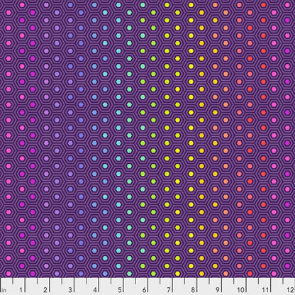 1/2 Yard - Tula's True Colors - Hexy Rainbow - Starling - Tula Pink - FreeSpirit - Fabric Yardage - PWTP151.STARLING