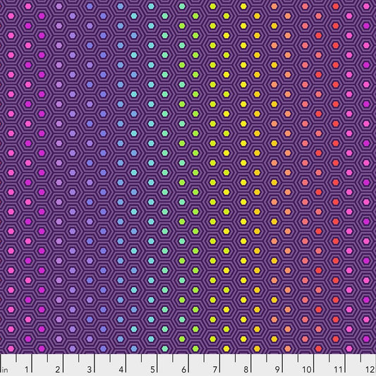 1/2 Yard - Tula's True Colors - Hexy Rainbow - Starling - Tula Pink - FreeSpirit - Fabric Yardage - PWTP151.STARLING