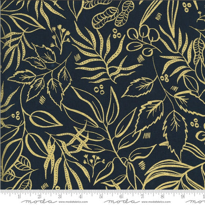 SALE!! 1/2 Yard - Moody Bloom Metallic - Midnight - Create Joy Project - Laura Muir - Moda - Fabric Yardage - 8449 40M