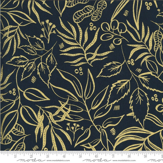 SALE!! 1/2 Yard - Moody Bloom Metallic - Midnight - Create Joy Project - Laura Muir - Moda - Fabric Yardage - 8449 40M
