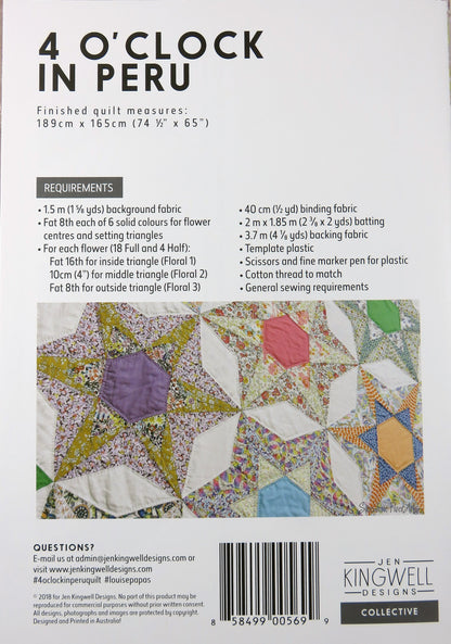 4 O' Clock In Peru - Quilt Pattern - Louise Papas - Jen Kingwell Designs - JKD 5699