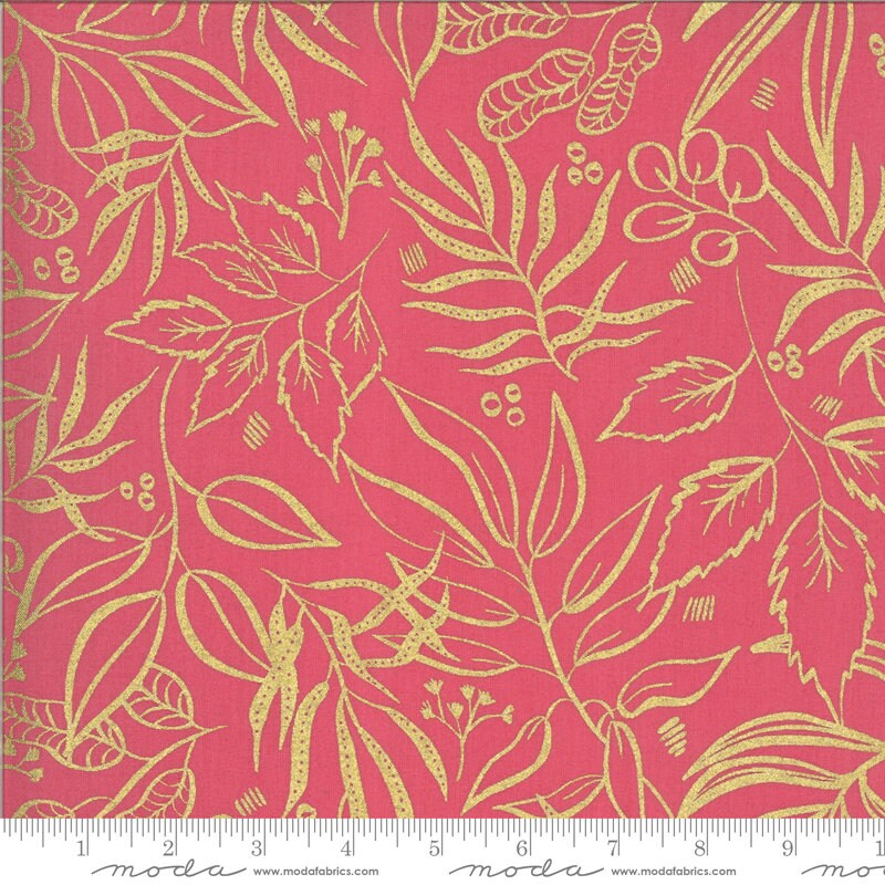 SALE!! 1/2 Yard - Moody Bloom Metallic - Fuchsia - Create Joy Project - Laura Muir - Moda - Fabric Yardage - 8449 13M