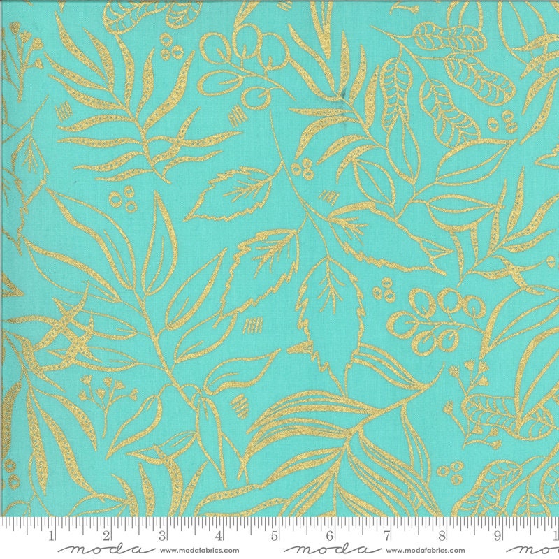 SALE!! 1/2 Yard - Moody Bloom Metallic - Jade - Create Joy Project - Laura Muir - Moda - Fabric Yardage - 8449 19M
