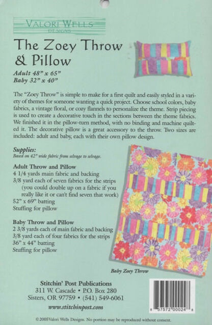 SALE!! The Zoey Throw Quilt Pattern - Throw and Pillow - Valori Wells Designs - VWD 24