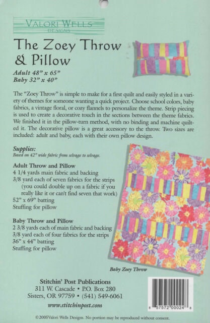 SALE!! The Zoey Throw Quilt Pattern - Throw and Pillow - Valori Wells Designs - VWD 24