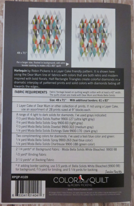 Harlequin Quilt Pattern - Robin Pickens - Color and Quilt - Moda - RPQP-H109