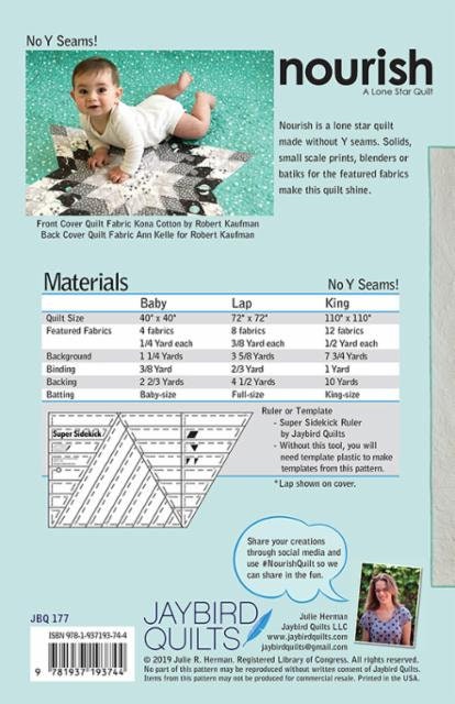 SALE!! Nourish Quilt Pattern - A Lone Star Quilt - Julie Herman - Jaybird Quilts - JBQ 177