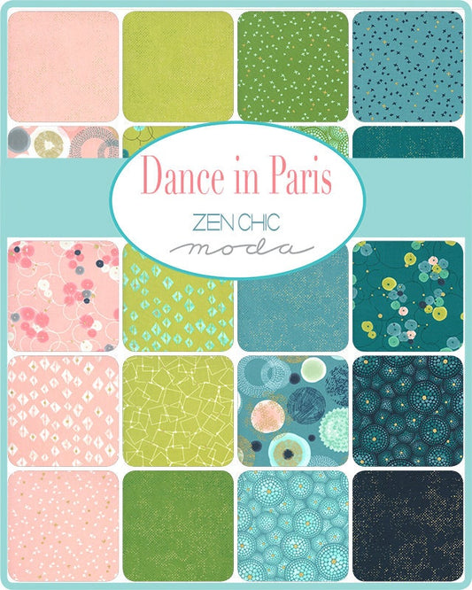 SALE!! 1/2 Yard - Dance in Paris - Grass - Zen Chic - Brigitte Heitland - Moda - Fabric Yardage - 1743 14M