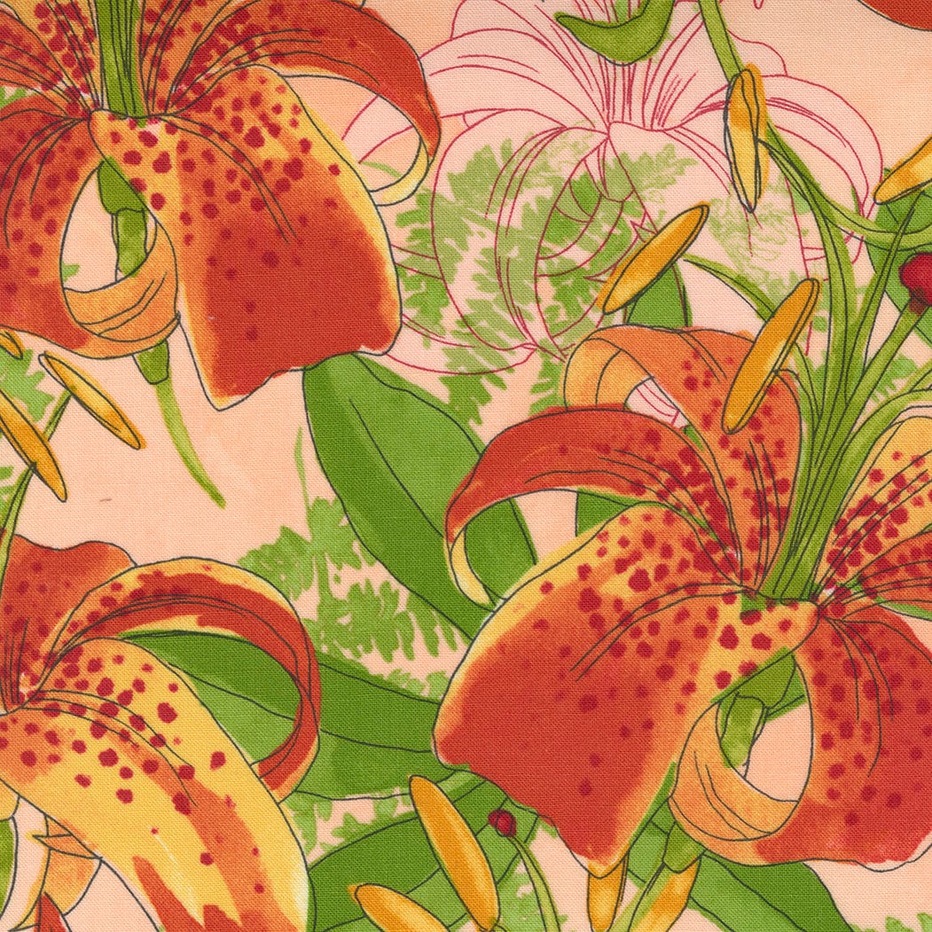 SALE!! 1/2 Yard - Carolina Lilies - Peach - Robin Pickens - Moda - Fabric Yardage - 48700 14