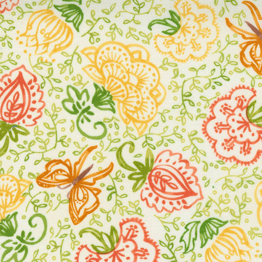 SALE!! 1/2 Yard - Carolina Lilies - Cream - Robin Pickens - Moda - Fabric Yardage - 48701 11