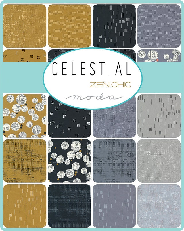 1/2 Yard - Celestial Spotted - Onyx - Zen Chic - Moda - Fabric Yardage - 1660 172