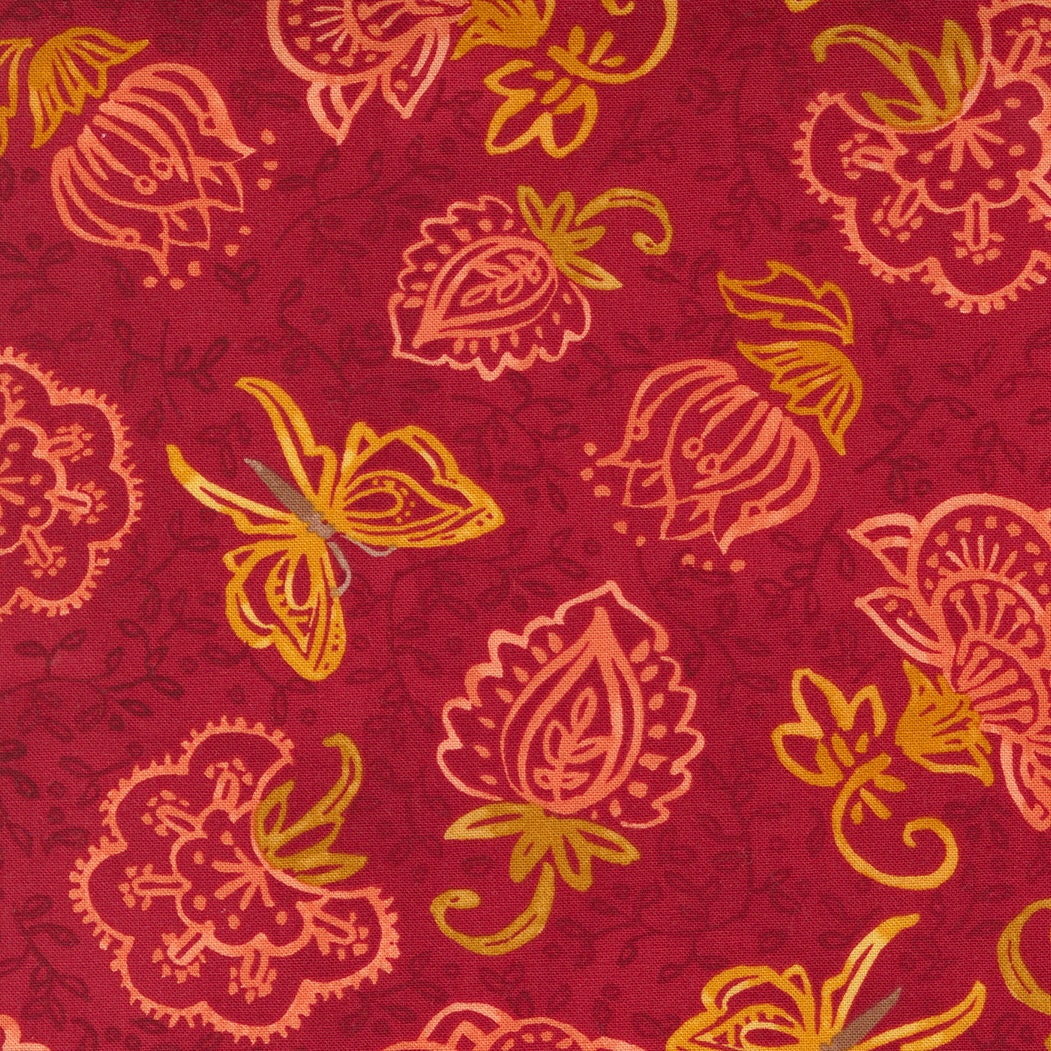 SALE!! 1/2 Yard - Carolina Lilies - Ruby - Robin Pickens - Moda - Fabric Yardage - 48701 12