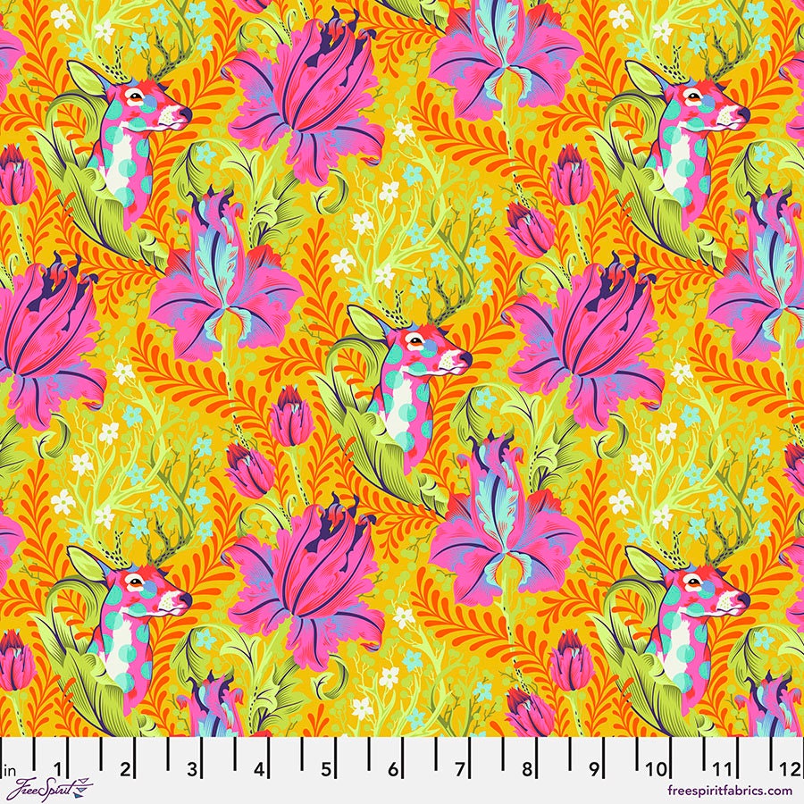 1/2 Yard - Tiny Beasts - Deer John - Glow - Tula Pink - FreeSpirit - Fabric Yardage - PWTP178.Glow