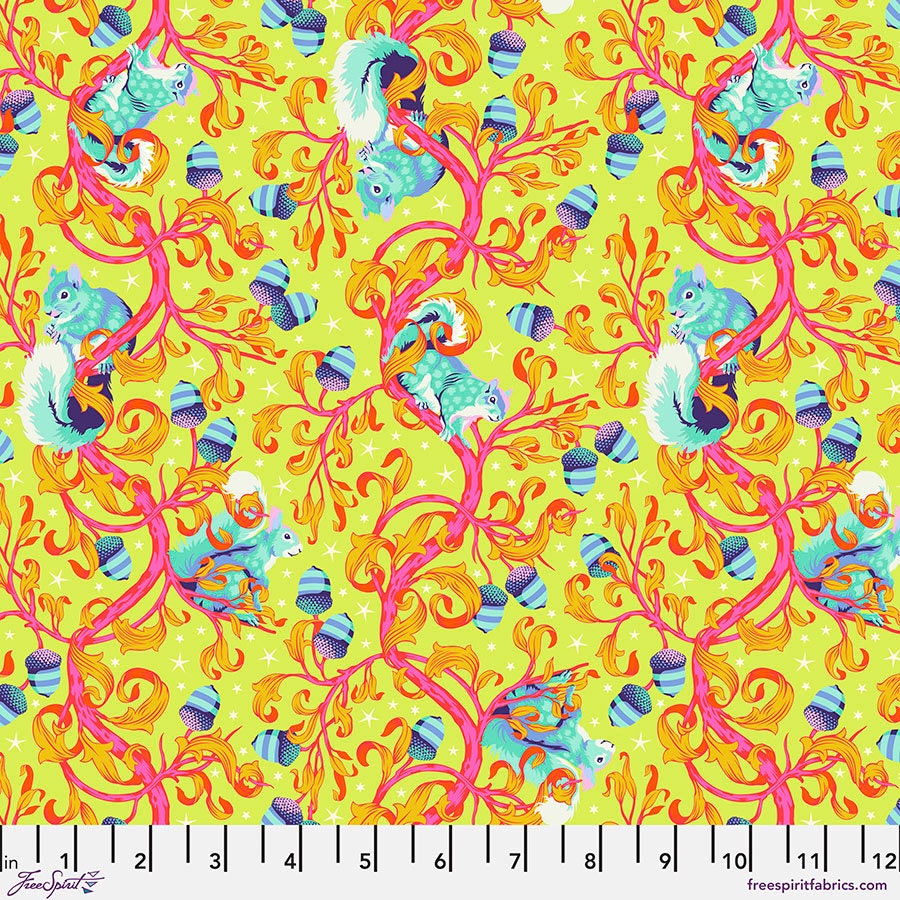 1/2 Yard - Tiny Beasts - Oh Nuts - Glow- Tula Pink - FreeSpirit - Fabric Yardage - PWTP179.Glow