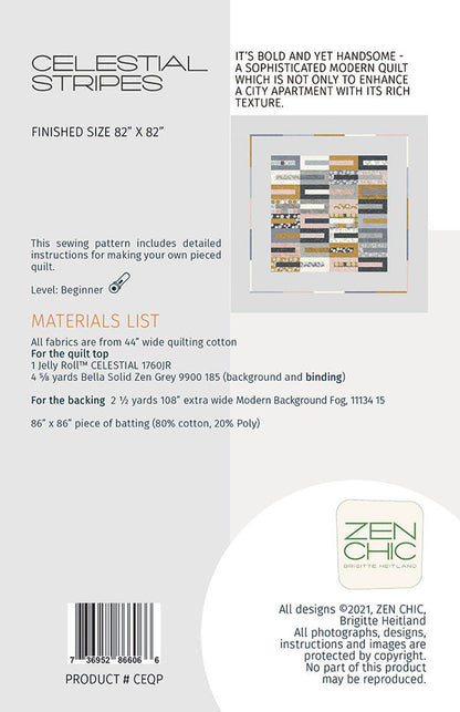 Celestial Stripes Quilt Pattern - Zen Chic - Brigitte Heitland - Moda - CEQP