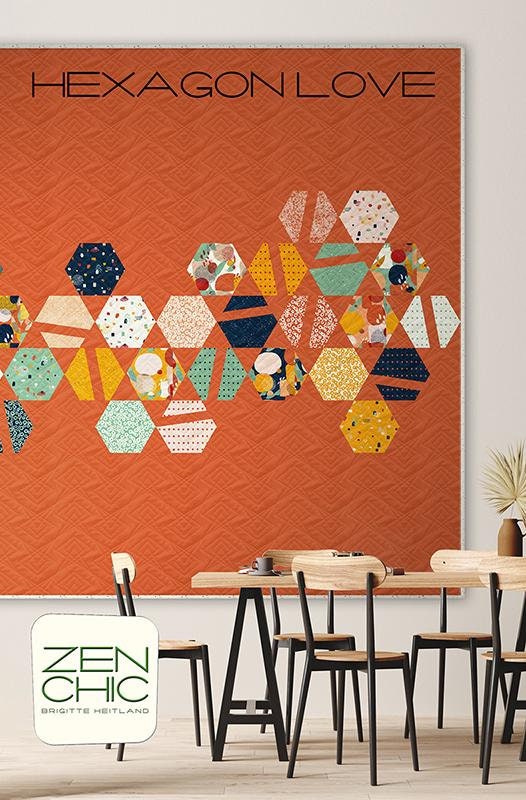 Hexagon Love Quilt Pattern - Zen Chic - Brigitte Heitland - Moda - ZC HEQP