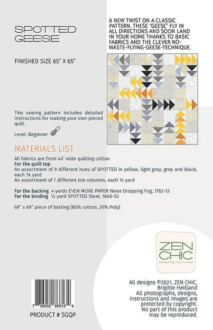 Spotted Geese Quilt Pattern - Zen Chic - Brigitte Heitland - Moda - ZC SGQP