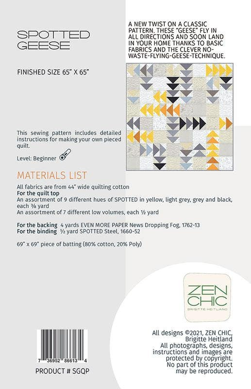 Spotted Geese Quilt Pattern - Zen Chic - Brigitte Heitland - Moda - ZC SGQP