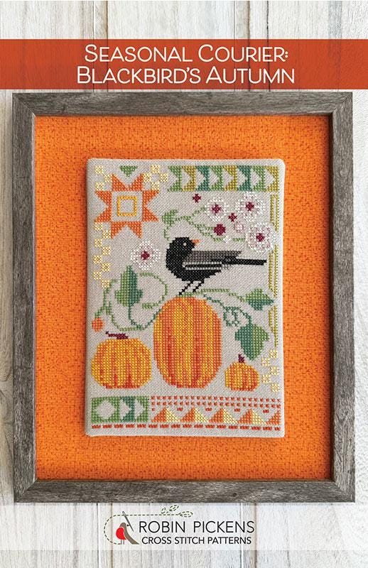 Seasonal Courier:  Blackbird's Autumn Cross Stitch Pattern - Robin Pickens - Moda - RPCSP SCBA416