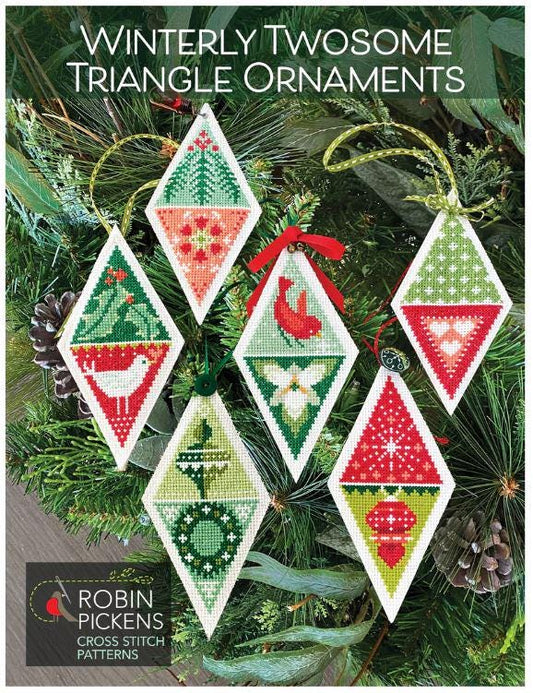 Winterly Twosome Triangle Ornaments Cross Stitch Pattern - Robin Pickens - Moda - RPCSP WTTO411