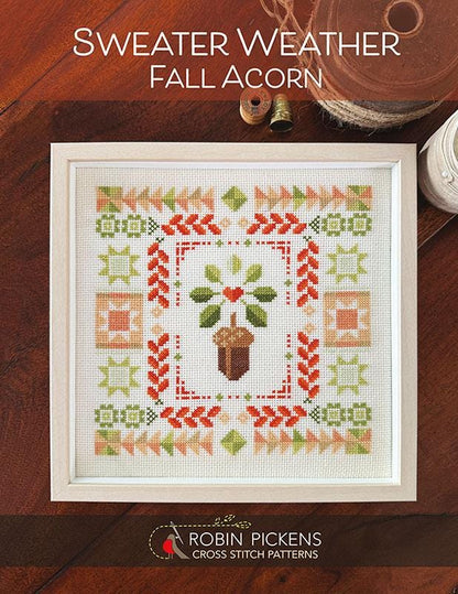 Sweater Weather: Fall Acorn Cross Stitch Pattern - Robin Pickens - RPCSP SWFA420