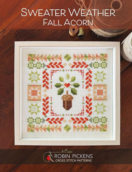 Sweater Weather: Fall Acorn Cross Stitch Pattern - Robin Pickens - RPCSP SWFA420