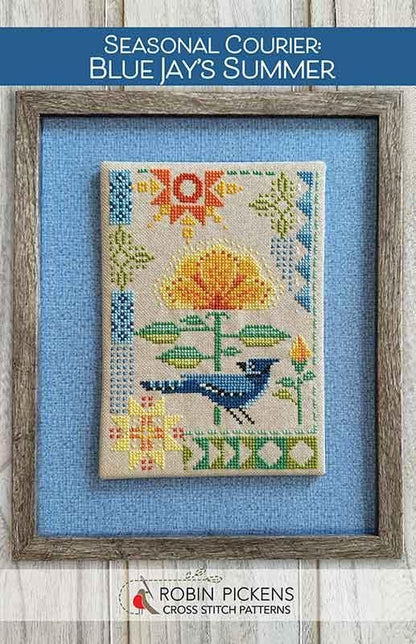 Seasonal Courier:  Blue Jay's Summer Cross Stitch Pattern - Robin Pickens - Moda - RPCSP SCBJS417