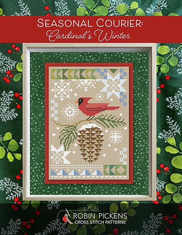 Seasonal Courier:  Cardinal's Winter Cross Stitch Pattern - Robin Pickens - Moda - RPCSP SCCW408