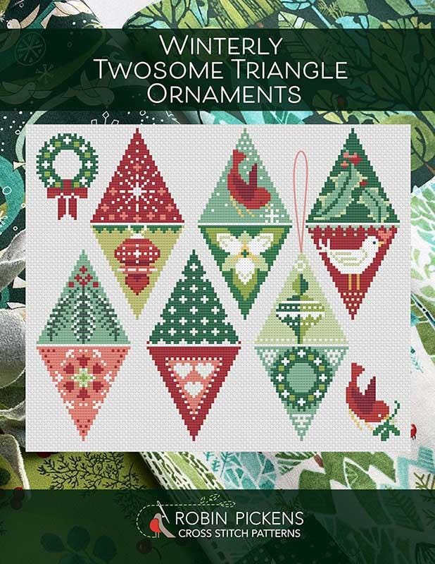 Winterly Twosome Triangle Ornaments Cross Stitch Pattern - Robin Pickens - Moda - RPCSP WTTO411