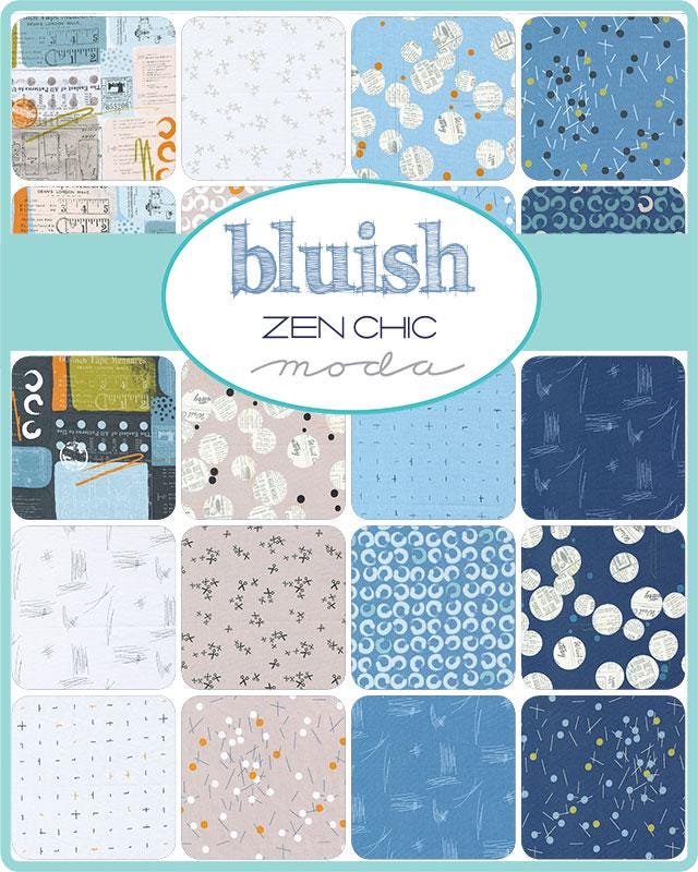 Bluish - Zen Chic - Moda - 42 Pieces - Mini Charm Pack - 1820MC