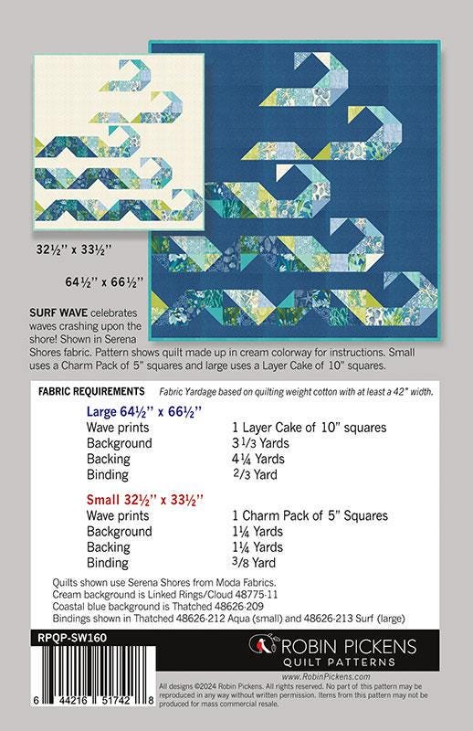 Surf Wave Quilt Pattern - Serena Shores - Robin Pickens - Moda - RPQP-SW160