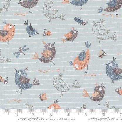 1/2 Yard - Chirp - Friends - Sky - Elena Amo - Moda - Fabric Yardage - 39030 19