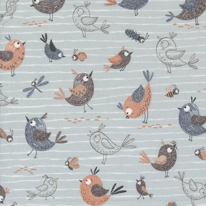 1/2 Yard - Chirp - Friends - Sky - Elena Amo - Moda - Fabric Yardage - 39030 19