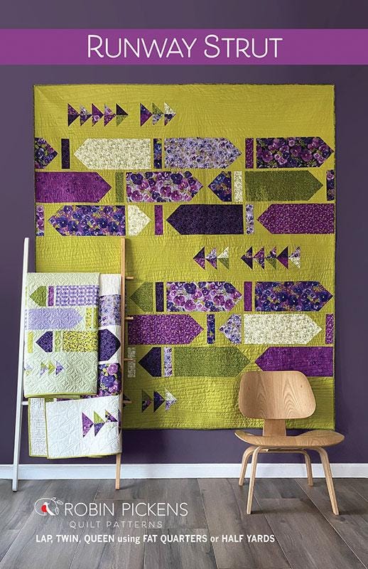 Runway Strut Quilt Pattern - Robin Pickens - Moda - Pansy Posies - RPQP-RS144