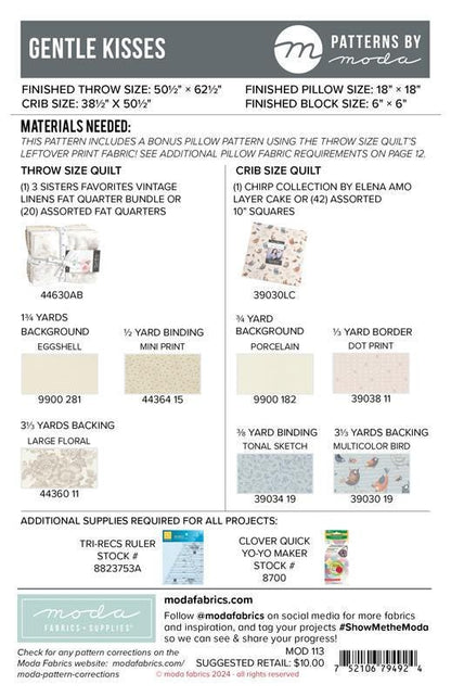 Gentle Kisses Quilt Pattern - Chirp - Patterns by Moda - MOD 113