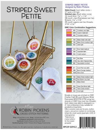 Striped Sweet Petite Cross Stitch Pattern - Robin Pickens - RPCSP SSP412