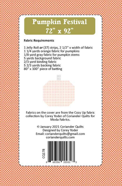 Pumpkin Festival Quilt Pattern - Cozy Up - Corey Yoder - Moda - CQ 178