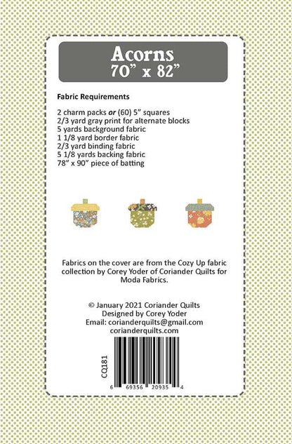 Acorns Quilt Pattern - Cozy Up - Corey Yoder - Moda - CQ 181
