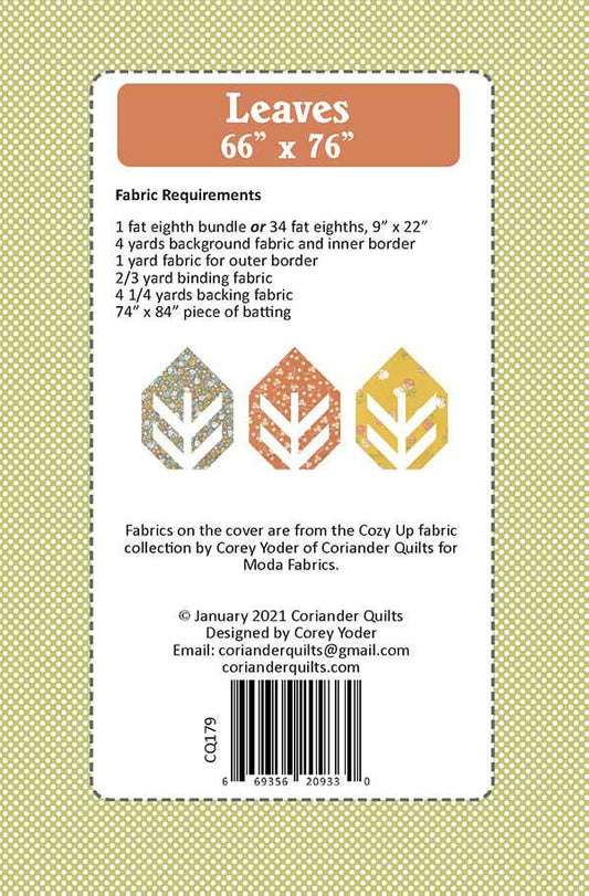 Leaves Quilt Pattern - Cozy Up - Corey Yoder - Moda - CQ 179