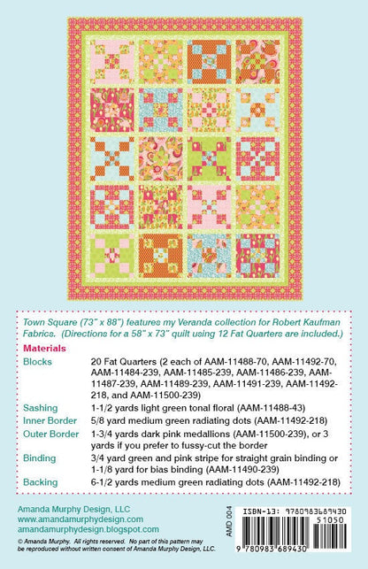 SALE!! Town Square Quilt Pattern - Amanda Murphy - Amanda Murphy Design - AMD 004