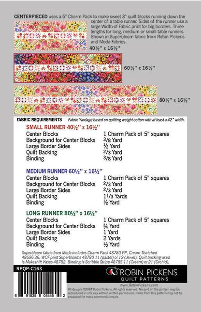 Modèle de courtepointe Centerpieced - Robin Pickens - Moda - RPQP-C163