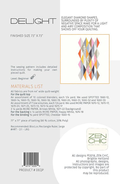 Delight Quilt Pattern - Zen Chic - Brigitte Heitland - Moda - Flow - DEQP