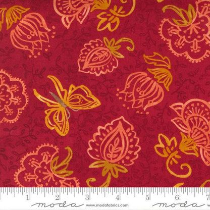 SALE!! 1/2 Yard - Carolina Lilies - Ruby - Robin Pickens - Moda - Fabric Yardage - 48701 12