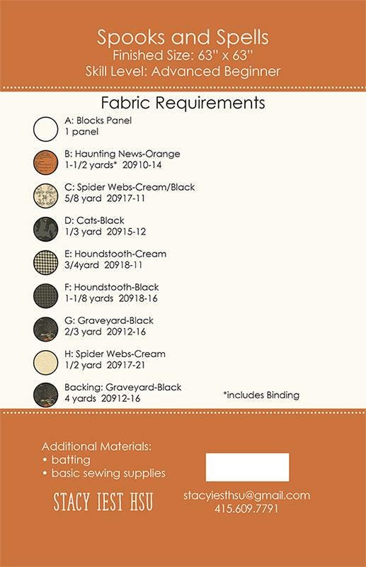 Spooks and Spells Quilt Pattern - Stacy Iest Hsu - Moda - SIH 107