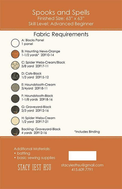 Spooks and Spells Quilt Pattern - Stacy Iest Hsu - Moda - SIH 107