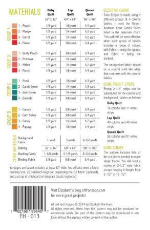 Solar Eclipse Quilt Pattern - Elizabeth Hartman - EH 013