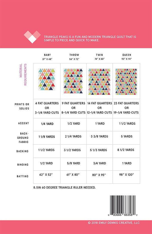 Triangle Peaks - Quilt Pattern - Emily Dennis - Quilty Love - QL 121